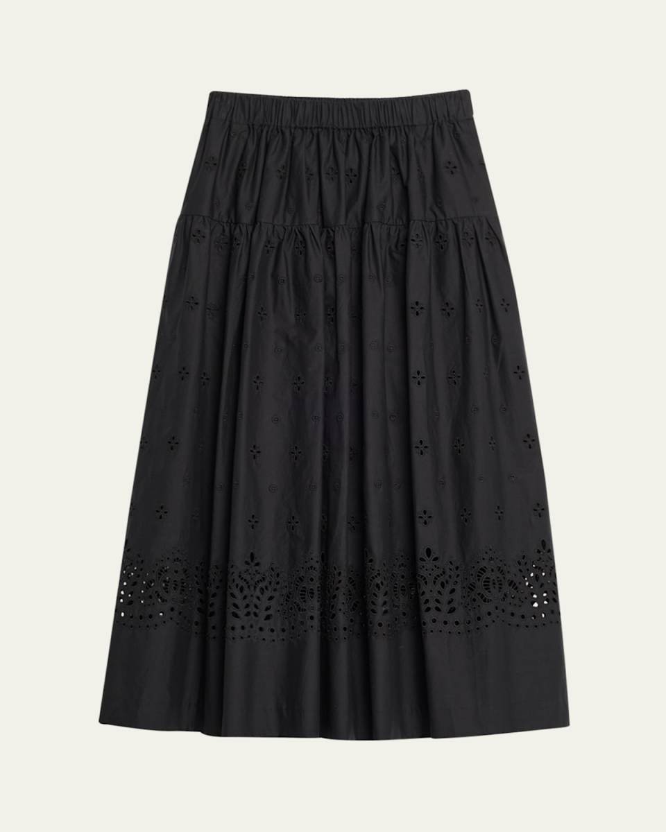 Jay Eyelet Midi Skirt